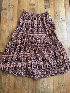 Free People Printed Flowy Maxi Skirt With Pockets